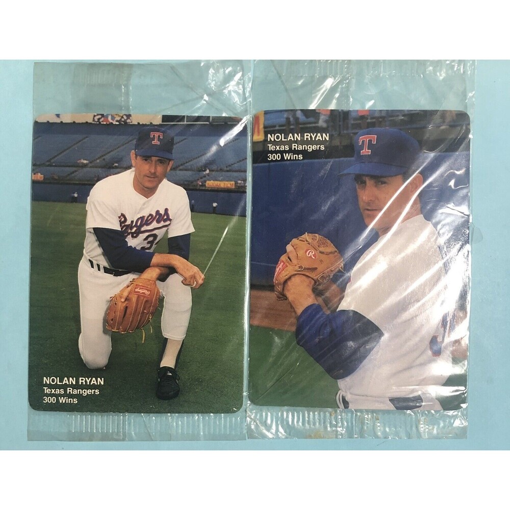 1991 Mothers Cookies Texas NOLAN RYAN 300 WINS Glossy Card #1 & 2 in set *NIP